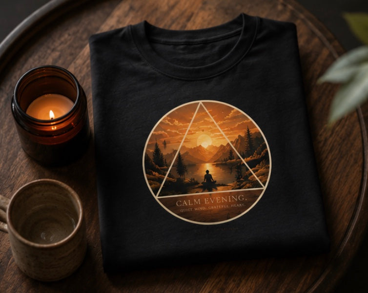 CALM EVENING – Quiet Mind, Grateful Heart ~ Unisex Classic Crew T-Shirt