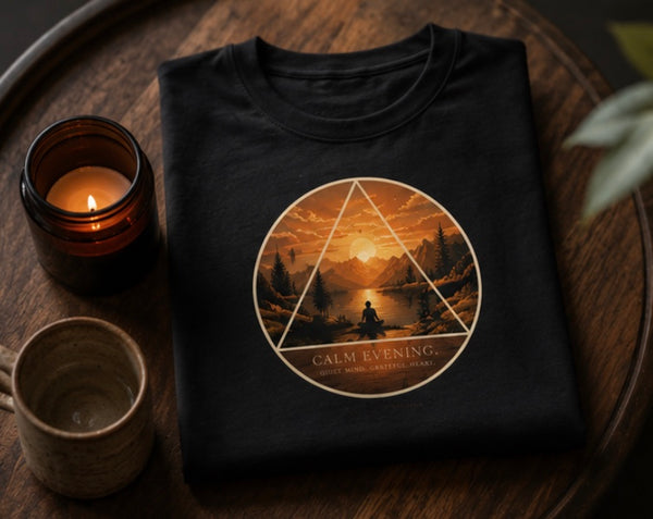 CALM EVENING – Quiet Mind, Grateful Heart ~ Unisex Classic Crew T-Shirt